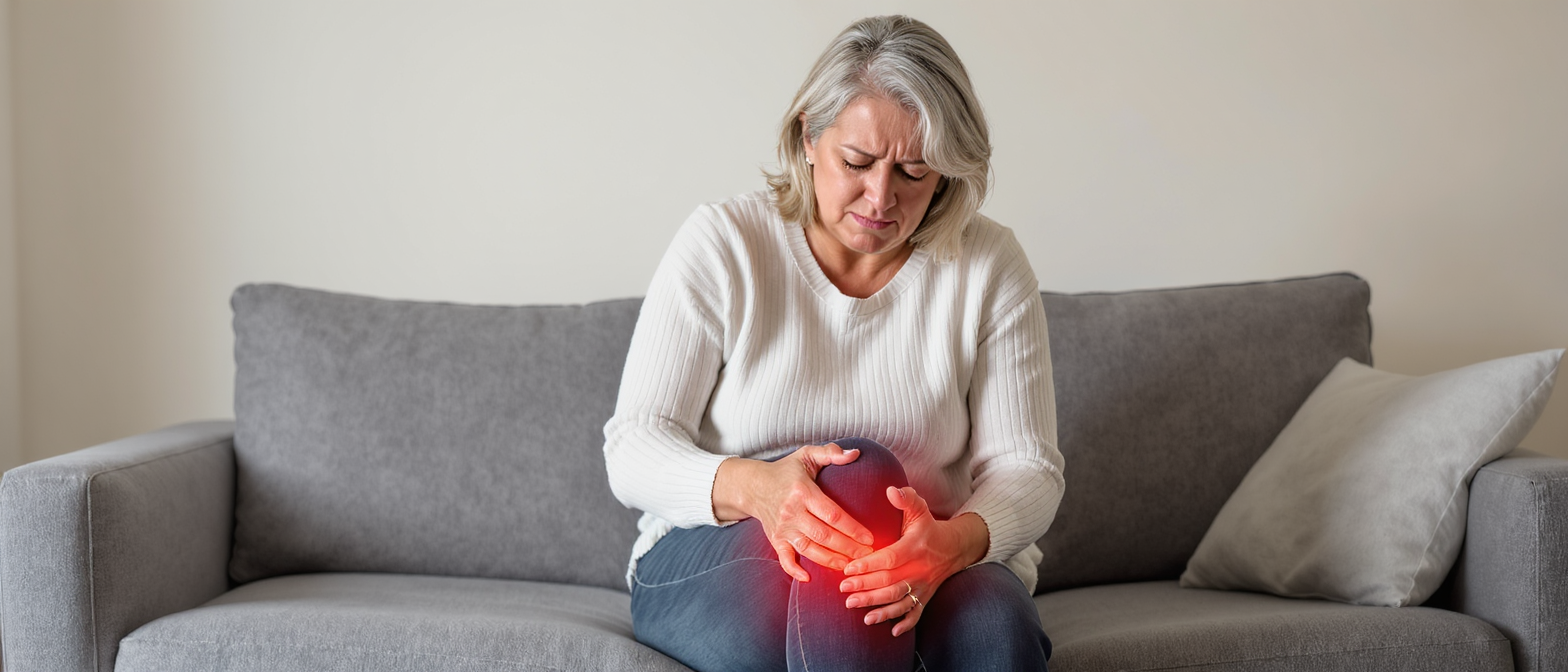 Mulher brasileira de 50 anos com dores no joelho - problema resolvido com Alliviaris
